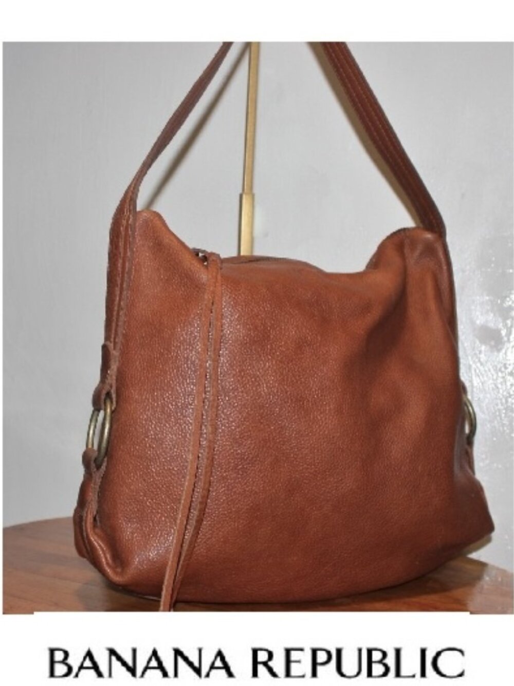 $260 Large Y2K Banana Republic Leather O Ring Tassel Saddle Hobo Shoulder Bag